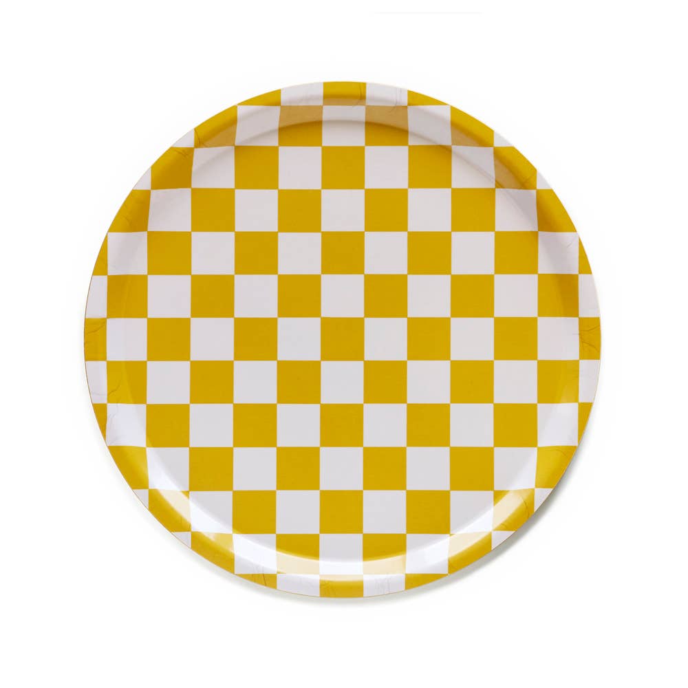 Plateau de service rond Mustard CHECKER - 31 cm