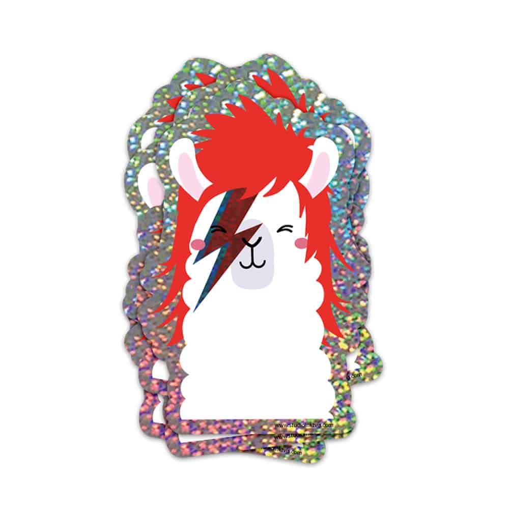 Autocollant à paillettes David Bowie Ziggy Stardust Lama