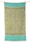 Serviette de plage Kastraki en coton, vert lime, anthracite et turquoise