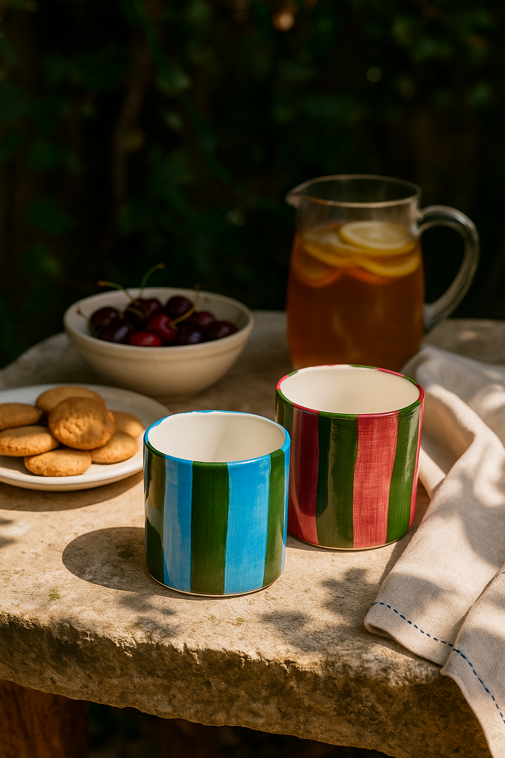 Ensemble de 2 tasses en céramique (Rayures de Vin)