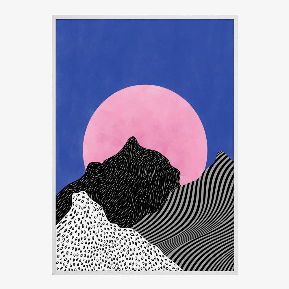 Impression d'art « Pink Moon Peaks » — Paysage pop surréaliste: Pas de cadre / 30x40 cm