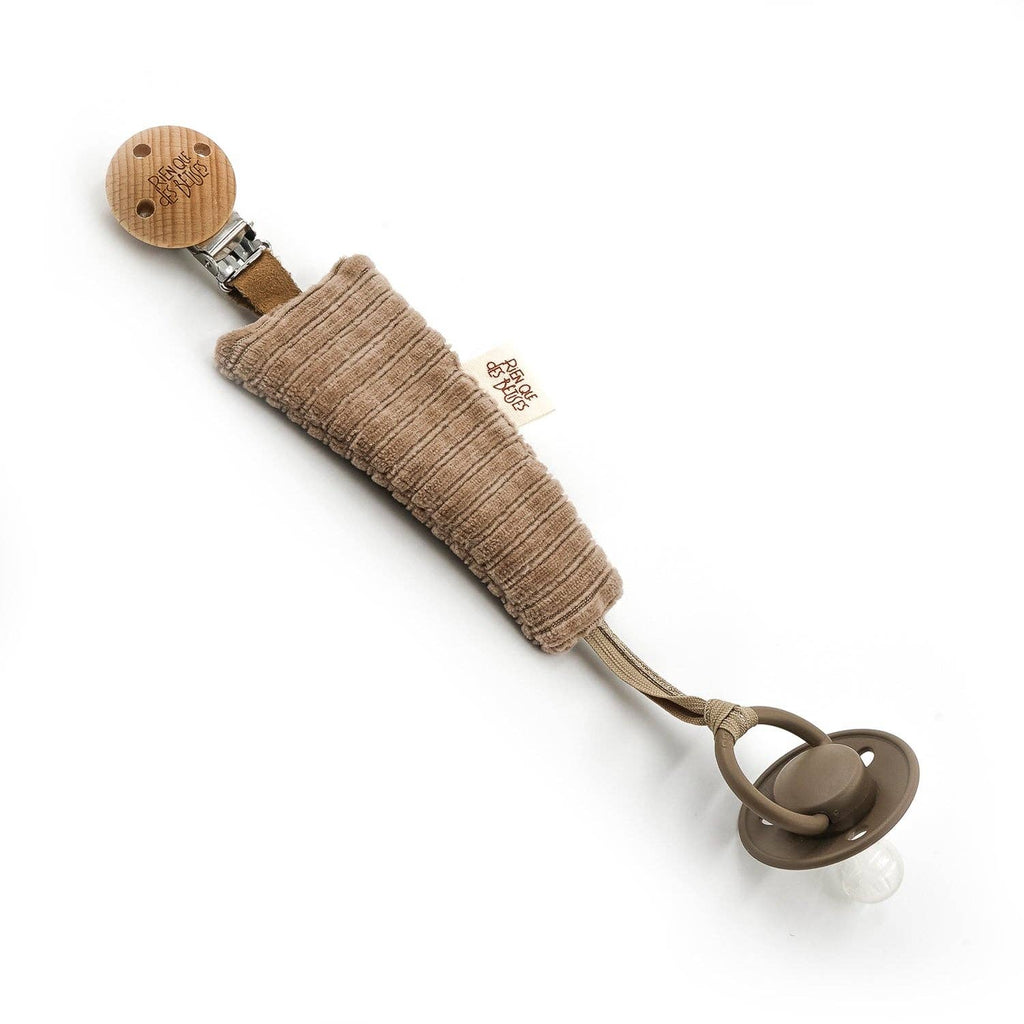 Attache tétine velours taupe