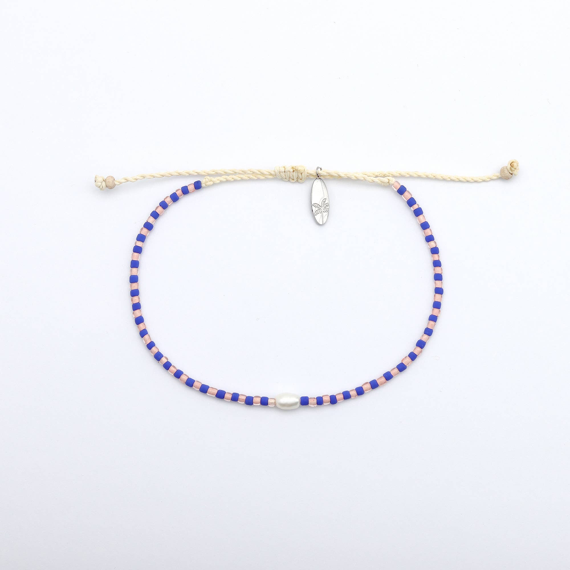 Mutiara Bracelet délicat à perles, Bracelet de surf réglable: Marine & Orange