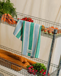 Torchon rayé - vert / bleu: Multi-Colored