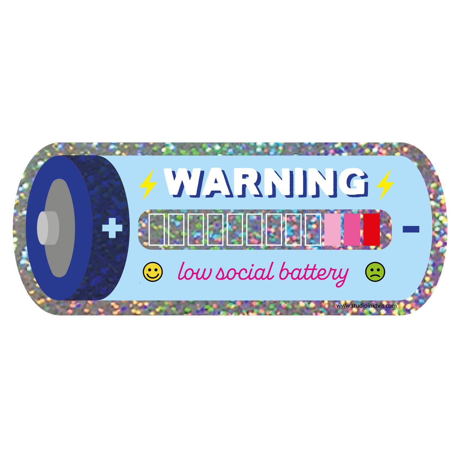 Autocollant pailleté Batterie sociale faible