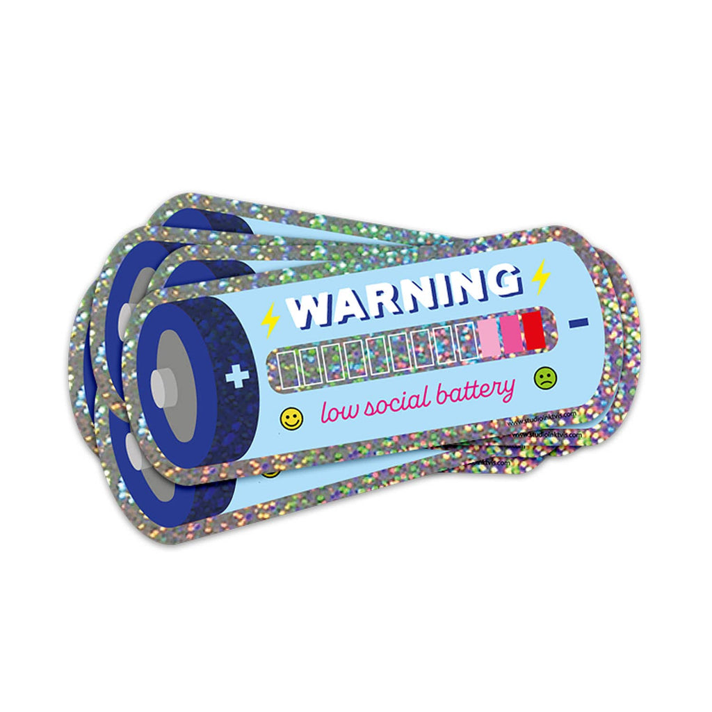 Autocollant pailleté Batterie sociale faible