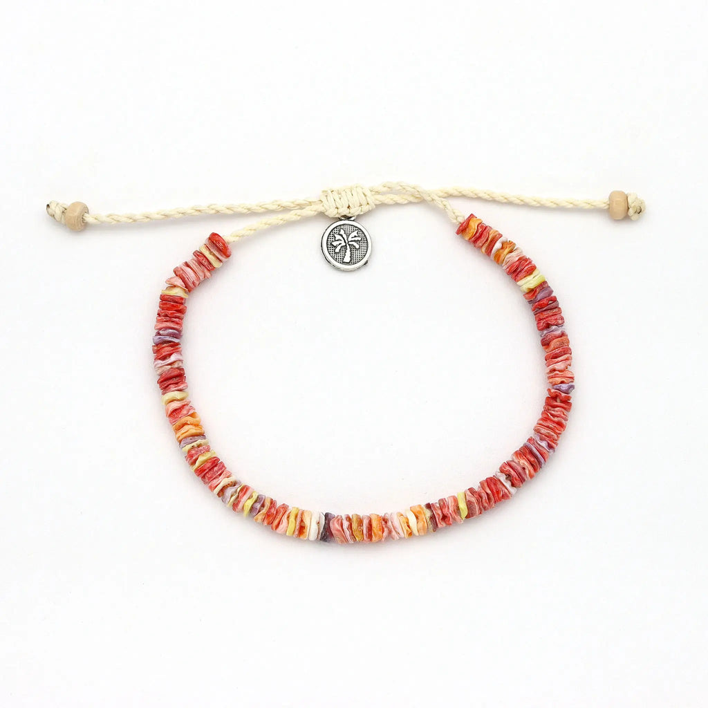 Ahiki bracelet naturel à perles, bracelet réglable: Orange