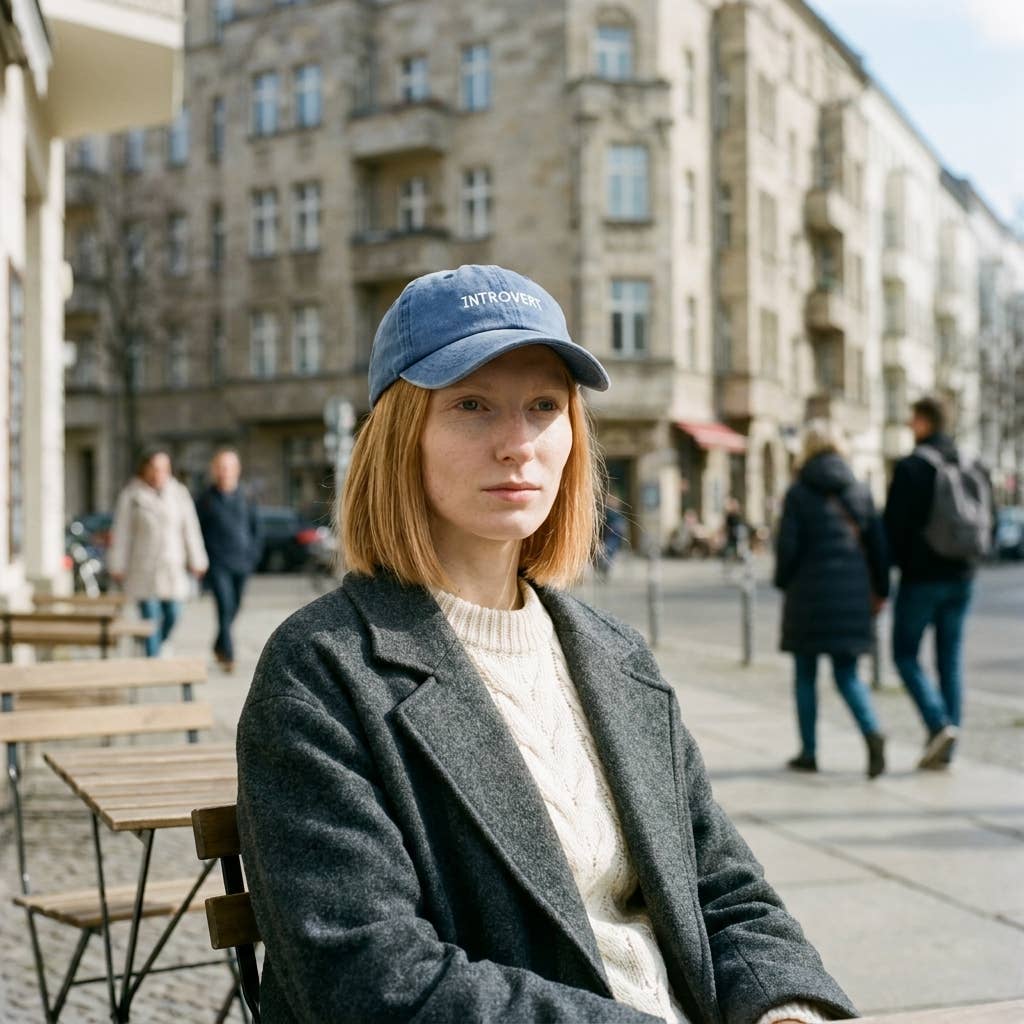 Casquette brodée rose et rouge avec slogan «Introvert» — cadeau original: Burgundy/Red