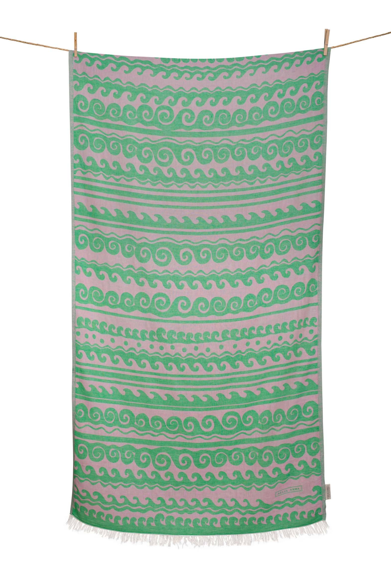SERVIETTE DE PLAGE YIALOS LIME & ROSE