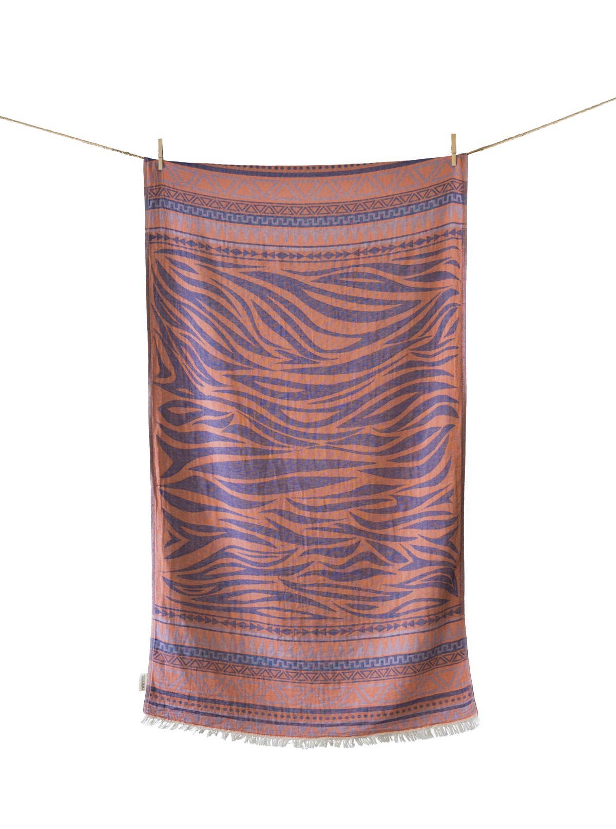 Serviette de plage Milos corail, violet et lilas