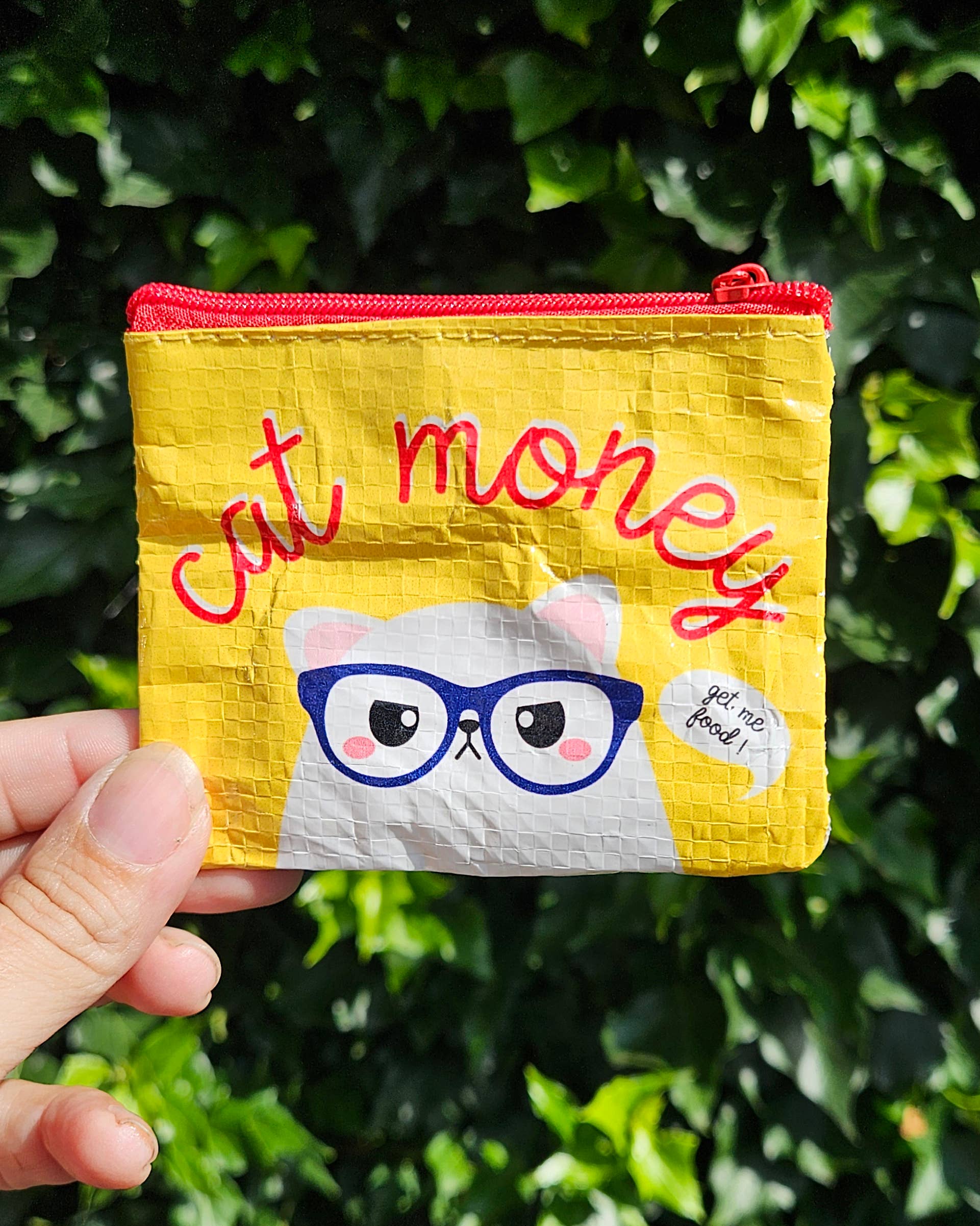 Porte-monnaie jaune « Cat Money » en plastique recyclé