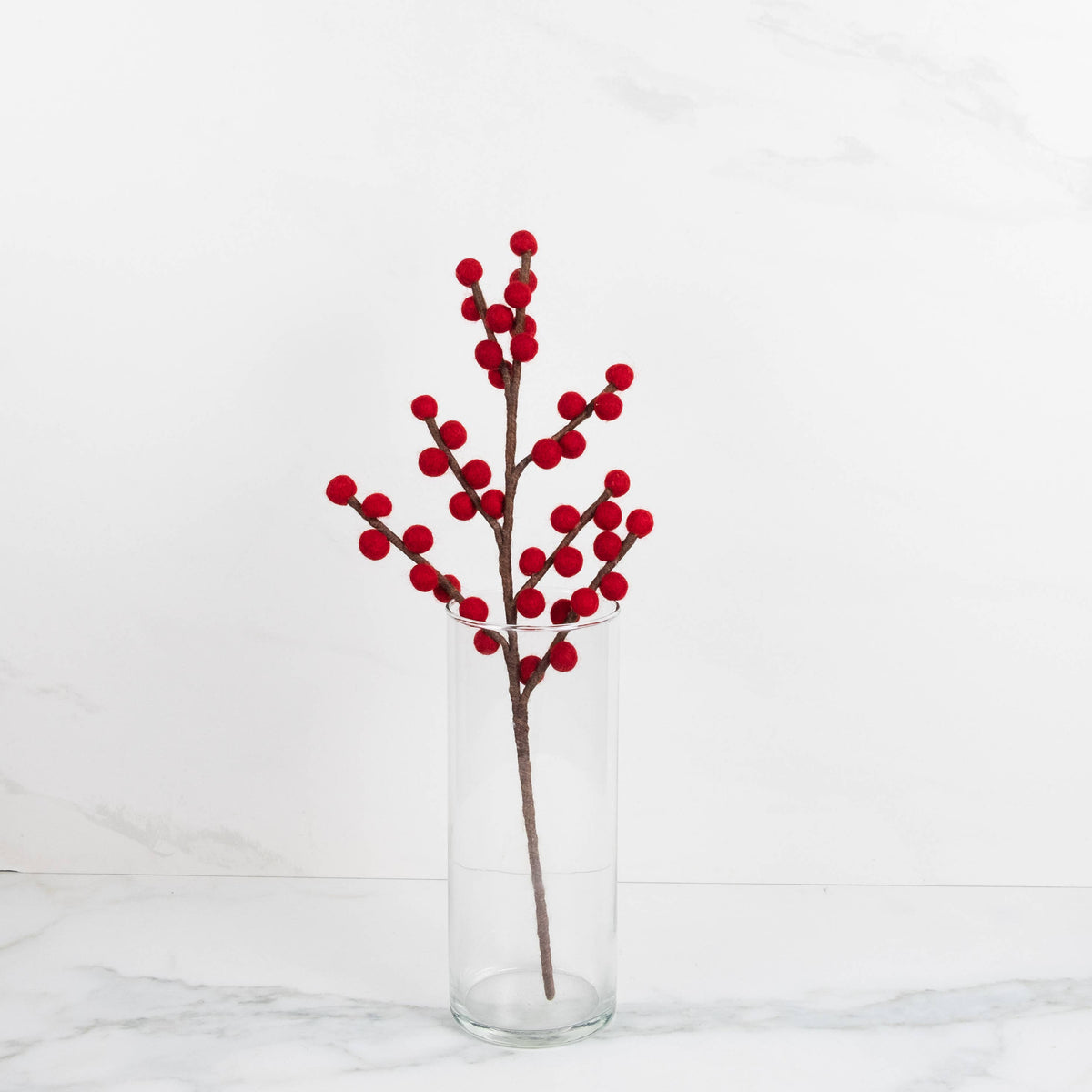 Décoration en feutre - houx vert, rouge et blanc
