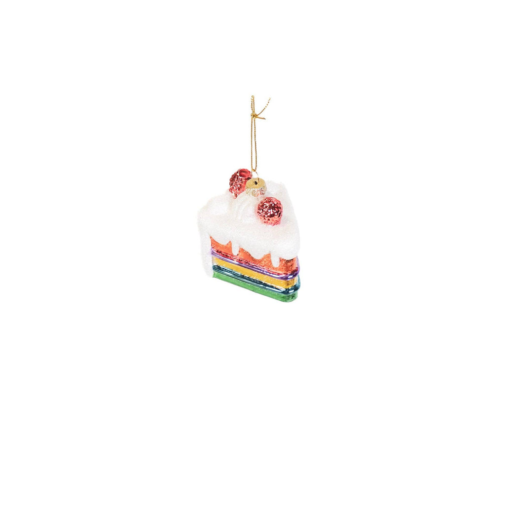 Ornement de Noël en verre tranche de gâteau - 7,5x6,5x7,5 cm