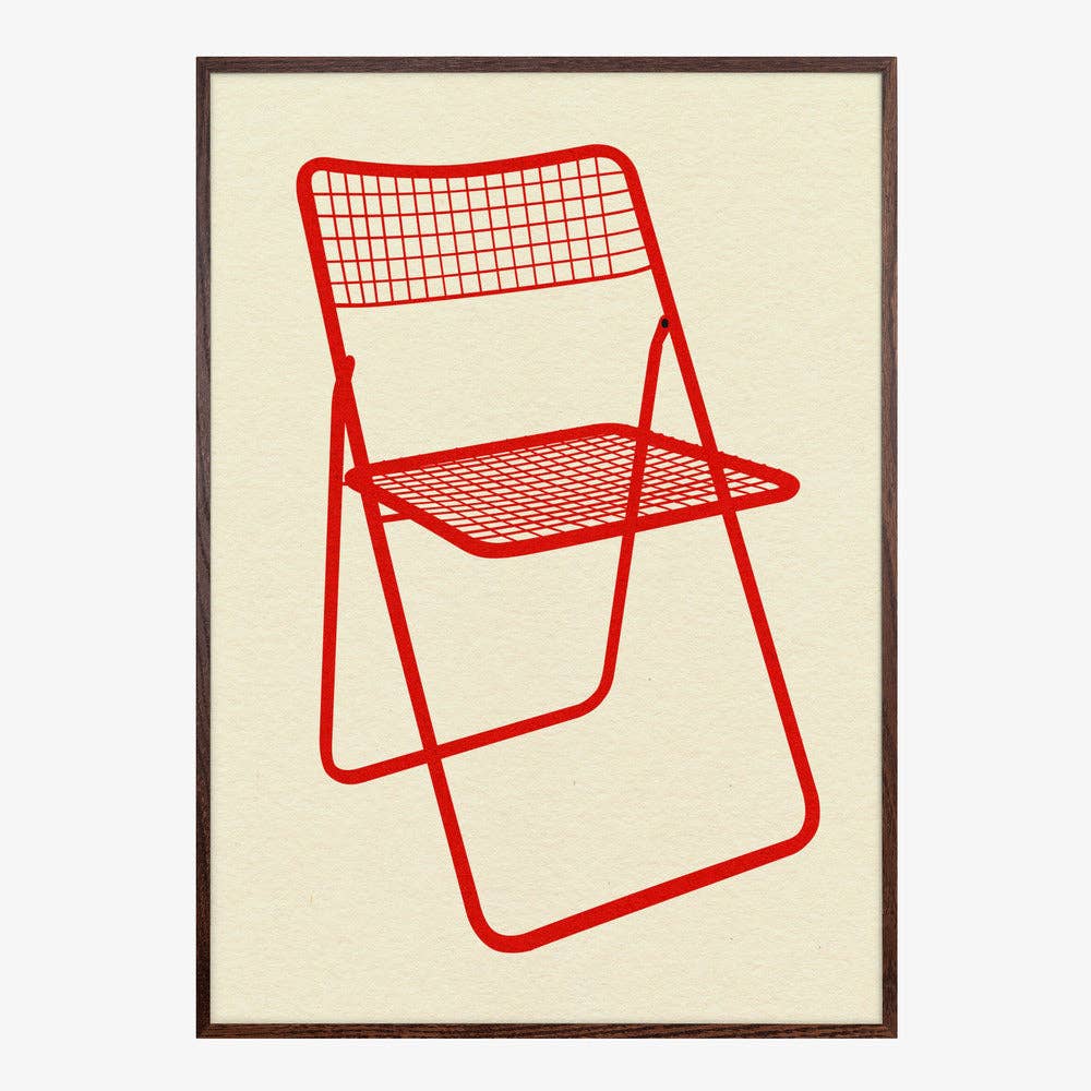 Affiche artistique — chaise pliante en maille rouge — Pop graphique: Pas de cadre / 30x40 cm
