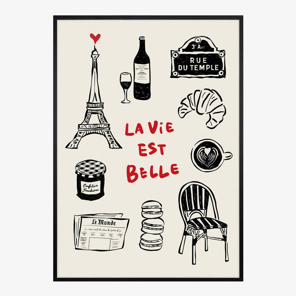 Affiche « Icônes de Paris » – Décor en encre noire: Pas de cadre / 30 x 40 cm