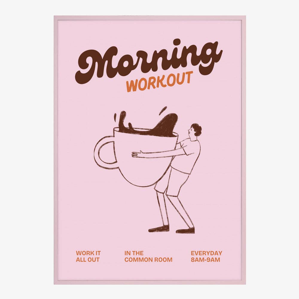 Impression artistique « Entraînement matinal au café » — Affiche rétro rose: Pas de cadre / 30x40 cm
