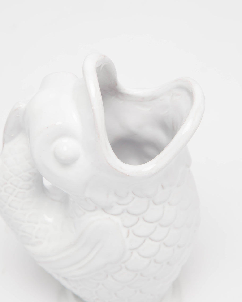 Vase grand format en forme de poisson en céramique blanche