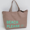 Sac de plage en toile taupe "Beach Please"