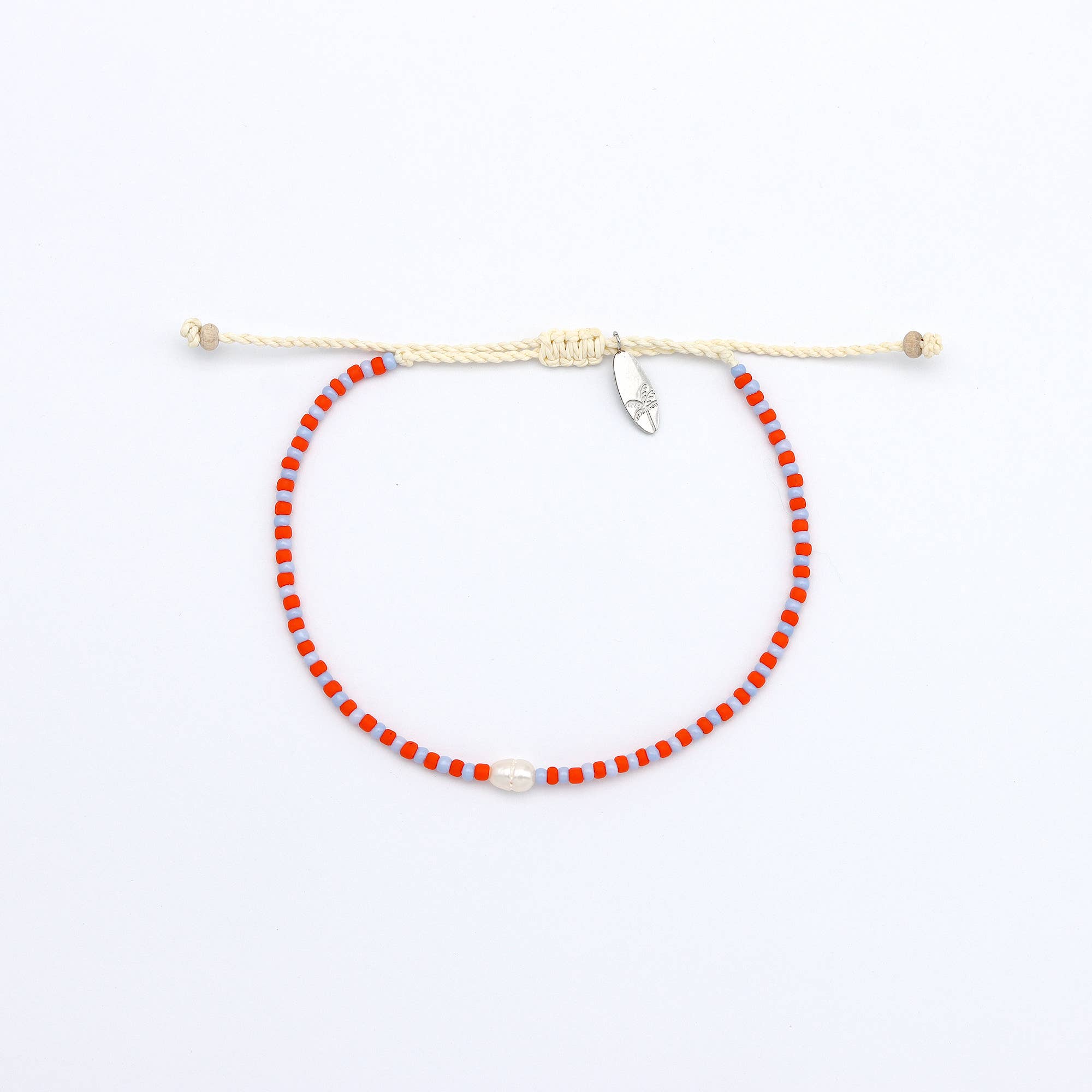 Mutiara Bracelet délicat à perles, Bracelet de surf réglable: Rose & Orange