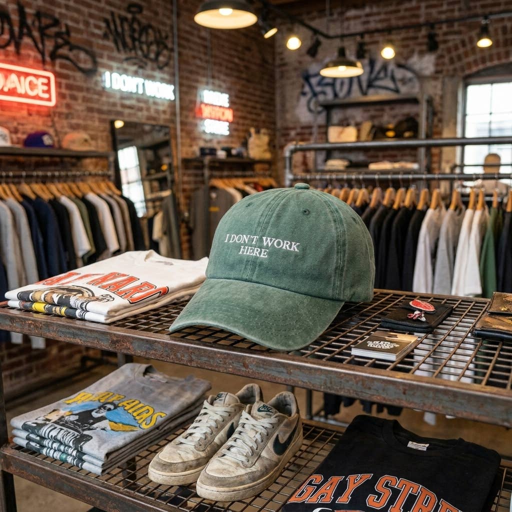 Casquette brodée bordeaux « Je ne travaille pas ici, désolé »: Burgundy