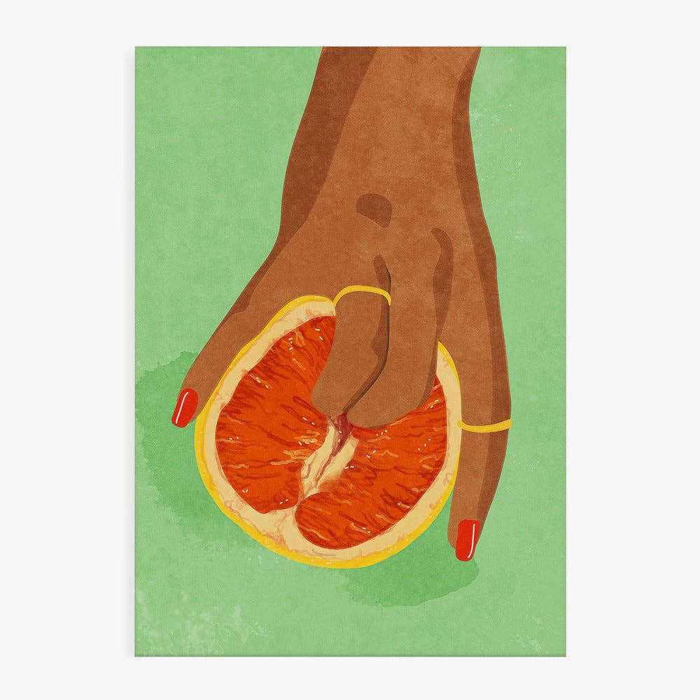 Tirage d'art « Pamplemousse dans la main » – Pop pictural pour cuisine: Pas de cadre / 30 x 40 cm