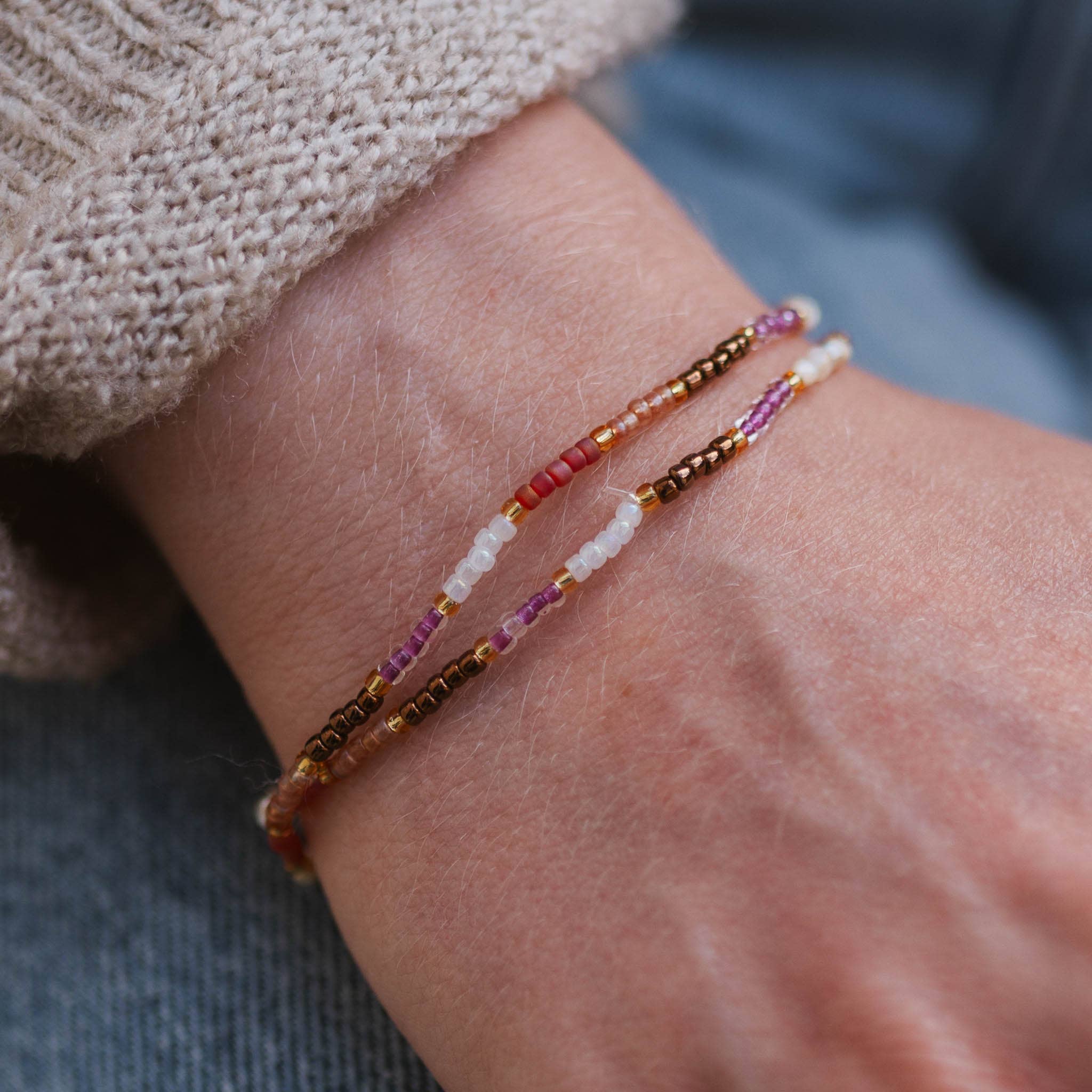 Collection « Été éternel » de bracelets dorés à perles: Or chaud