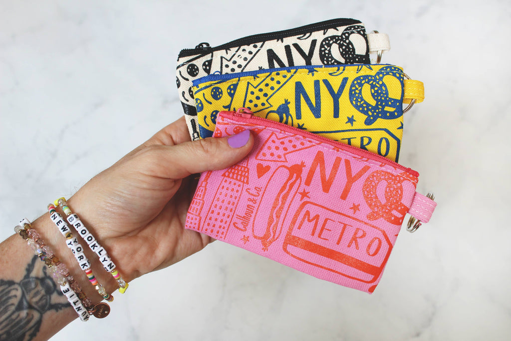 Pochette porte-cartes zippée New York avec porte-clés: NEW-YORKAIS