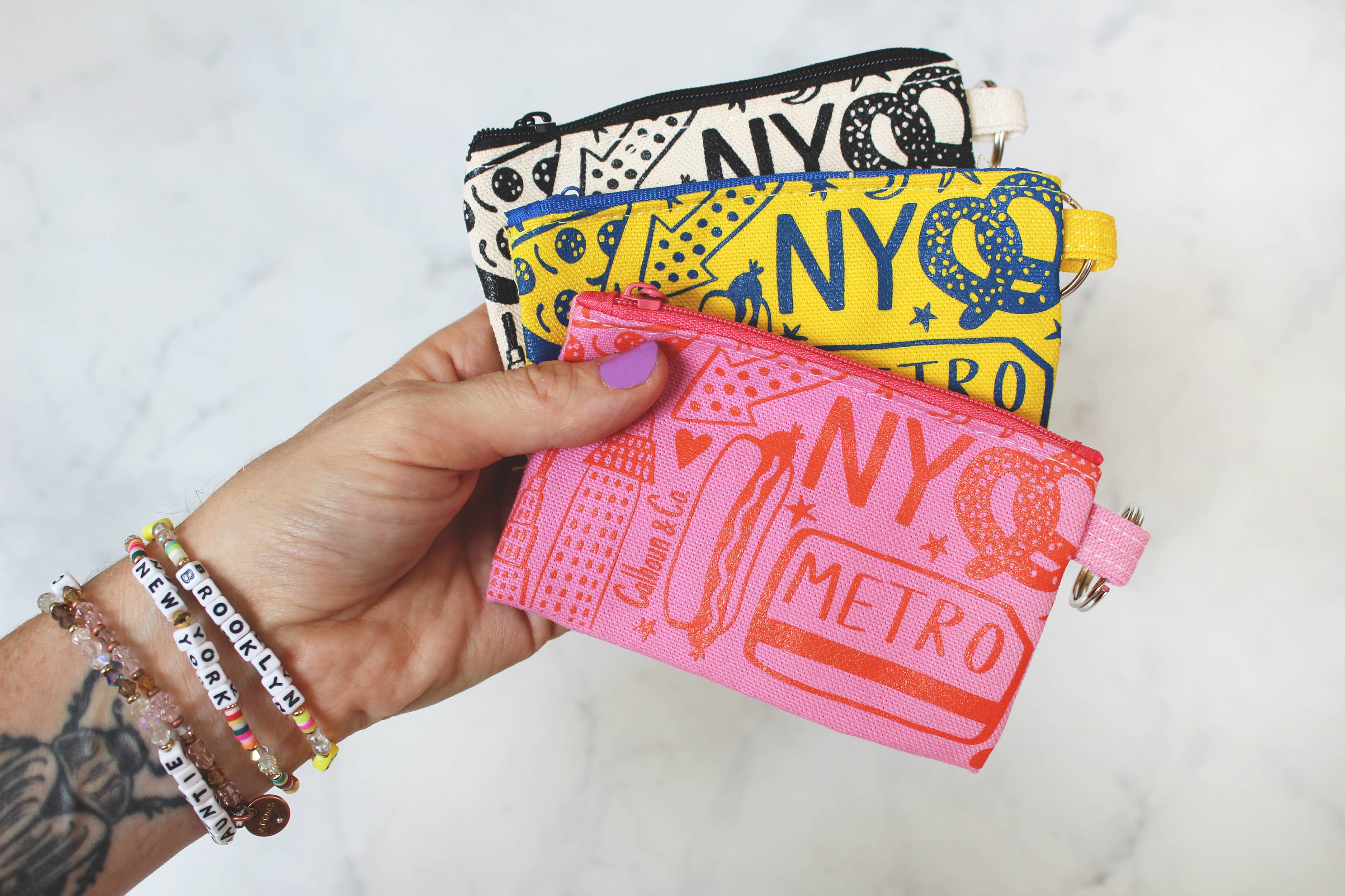 Pochette porte-cartes zippée New York avec porte-clés: NEW-YORKAIS