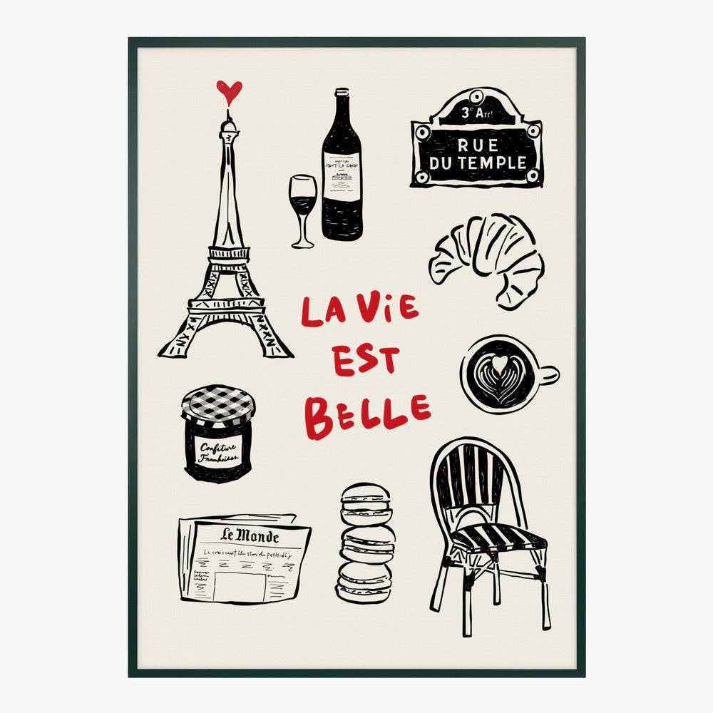 Affiche « Icônes de Paris » – Décor en encre noire: Pas de cadre / 30 x 40 cm