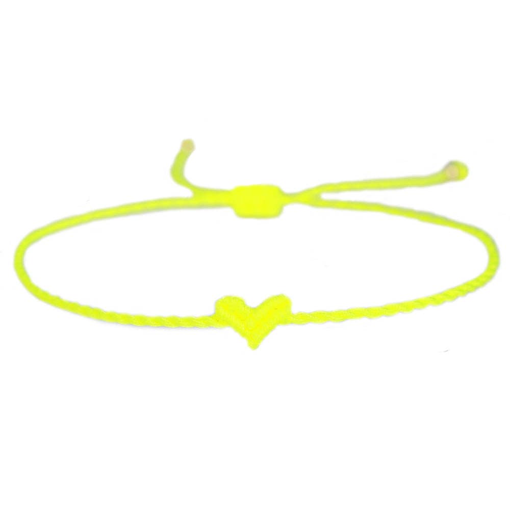 Bracelet néon jaune avec petit cœur Love Ibiza