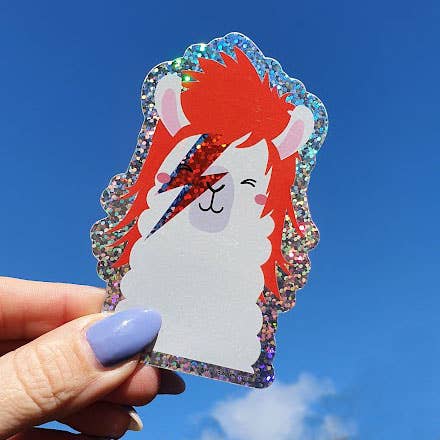 Autocollant à paillettes David Bowie Ziggy Stardust Lama