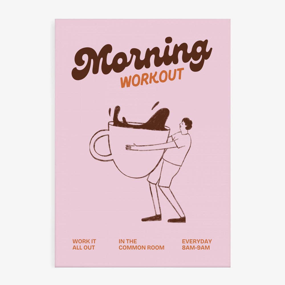 Impression artistique « Entraînement matinal au café » — Affiche rétro rose: Pas de cadre / 30x40 cm