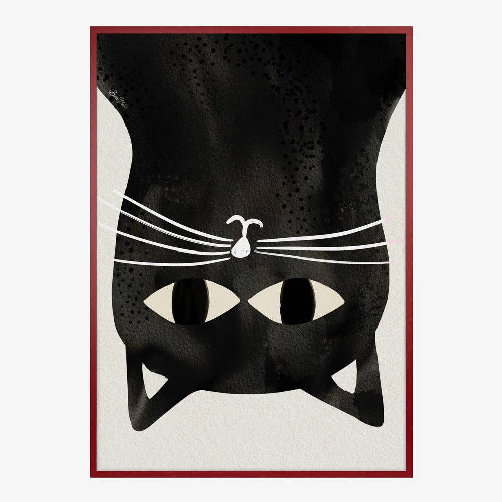 Affiche d'art « Chat noir à l'envers » - Encre: No Frame / 30 x 40 cm