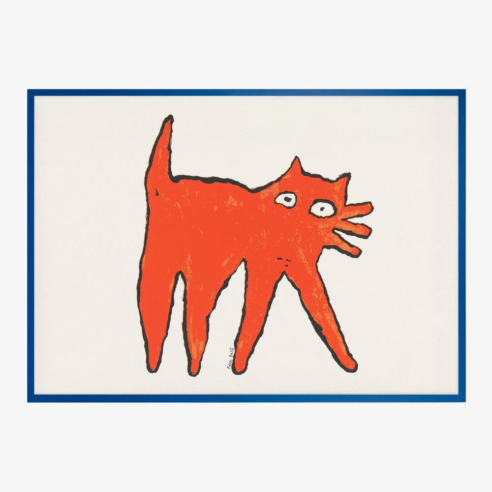 Tirage d'art — Chat orange aux grands yeux — Naïf, fantaisiste: Pas de cadre / 30 x 40 cm