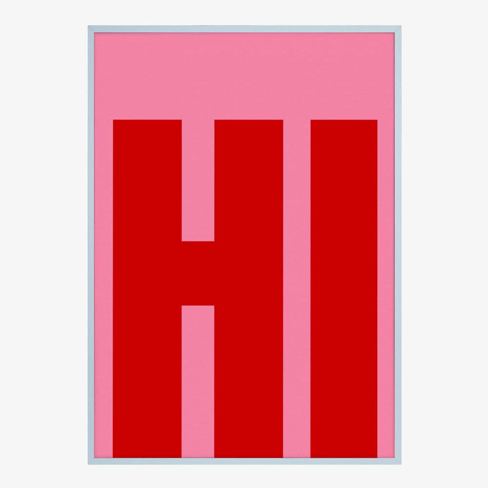 Impression artistique typographique « HI » — Poster graphique pop: Pas de cadre / 30x40 cm