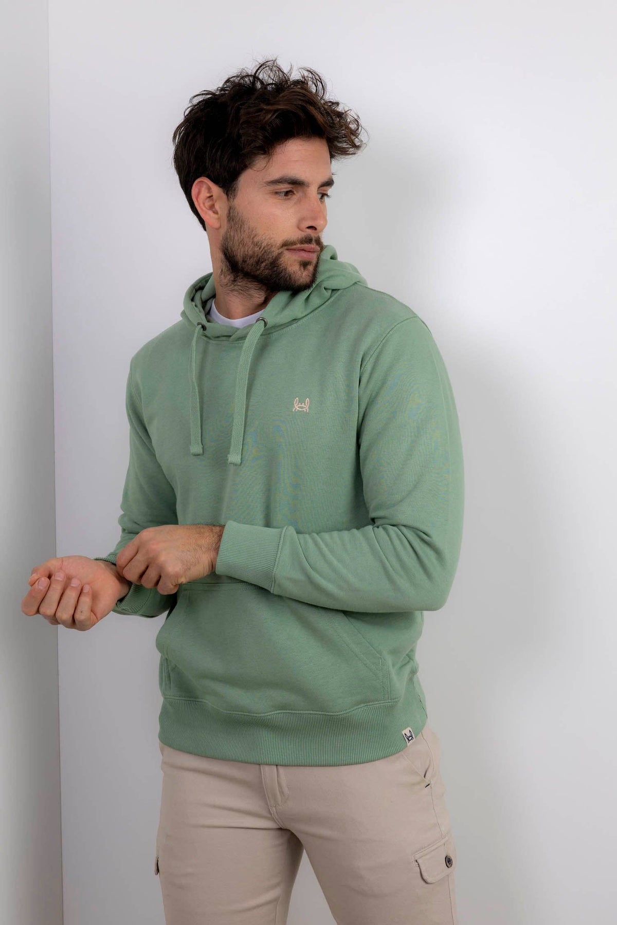 Sweat à Capuche Basique Vert: L