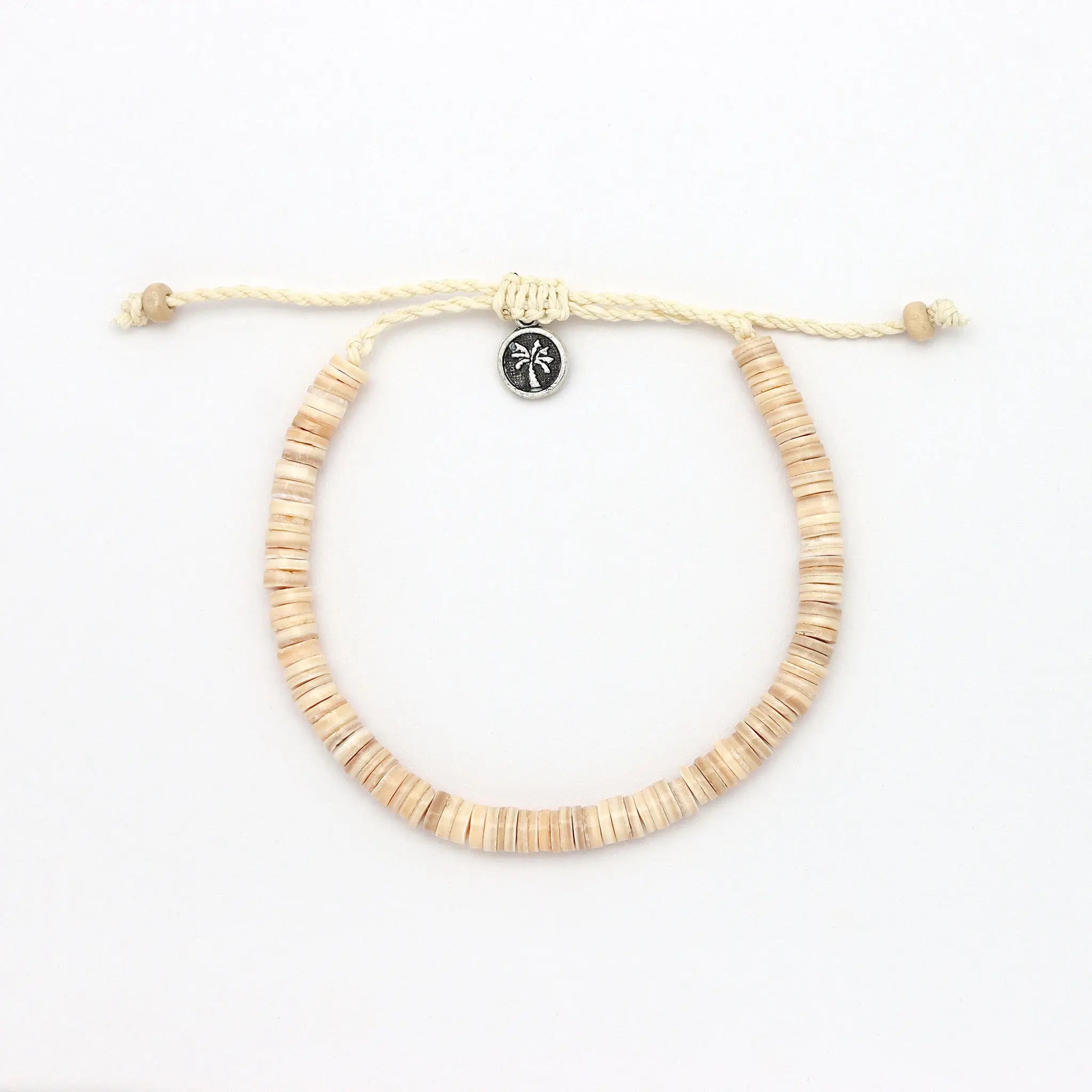Ahiki bracelet naturel à perles, bracelet réglable: Beige