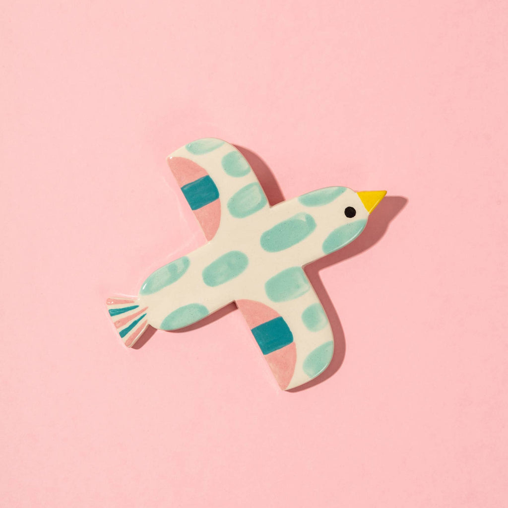 Décoration murale en Céramique / Oiseau Menthe