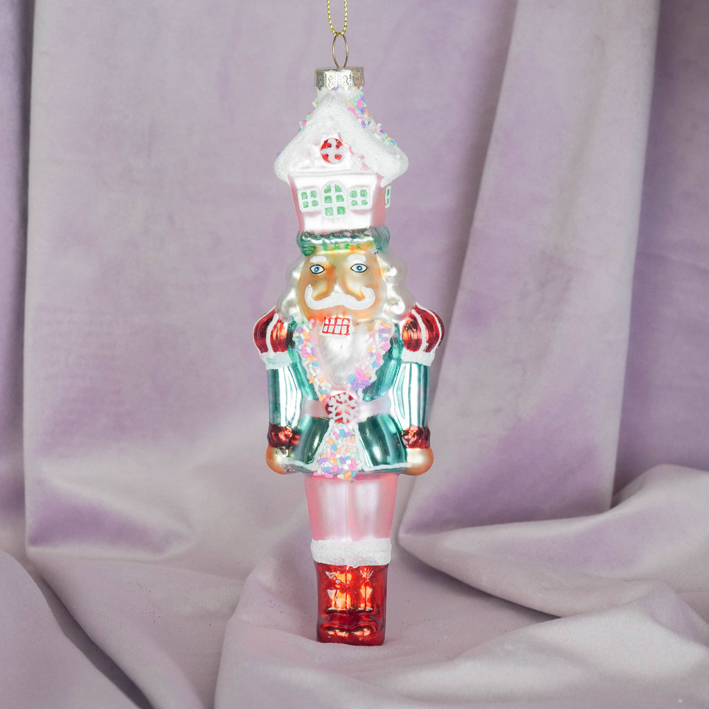 Suspension de Noël - Casse-noisette - Blanc/Rose - 5,5x4x17,5cm