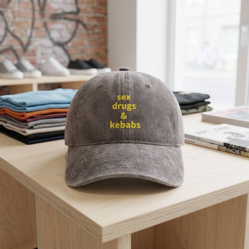 Casquette grise brodée « Sex Dr*gs & Kebabs »: Vert