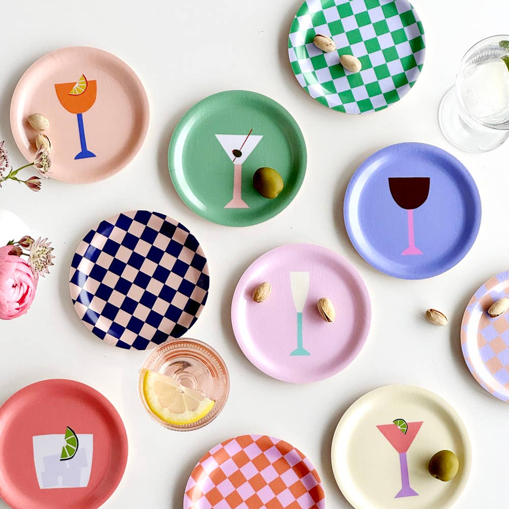 ENSEMBLE DE 4 SOUS-VERRES CHECKER - Fresh Mix - 11 cm