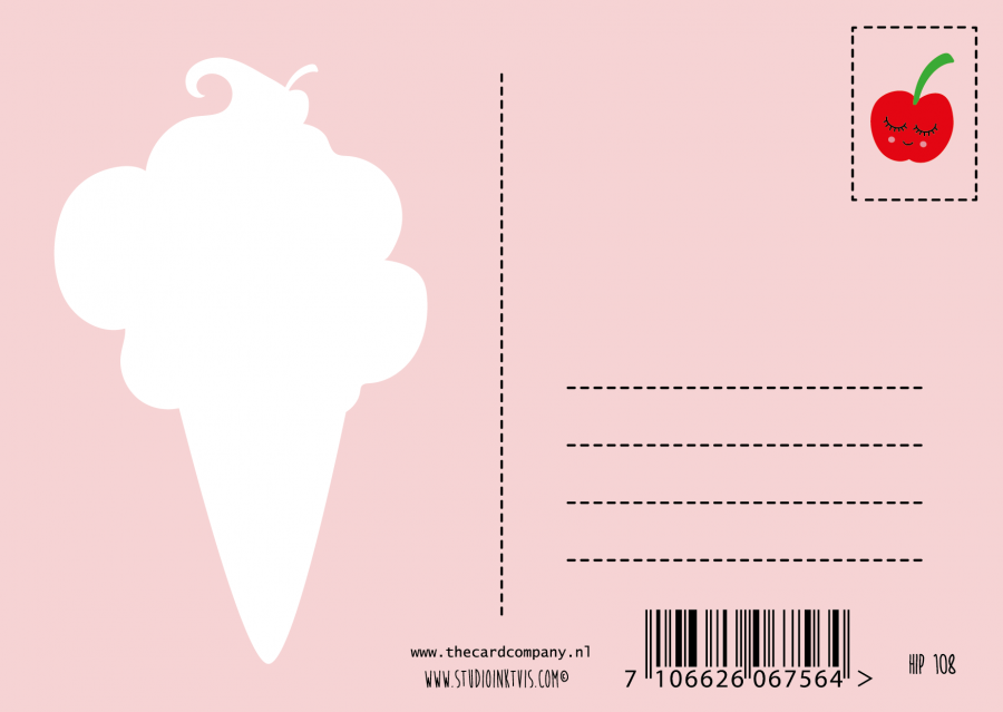 Carte postale Joyeux anniversaire glace kawaii