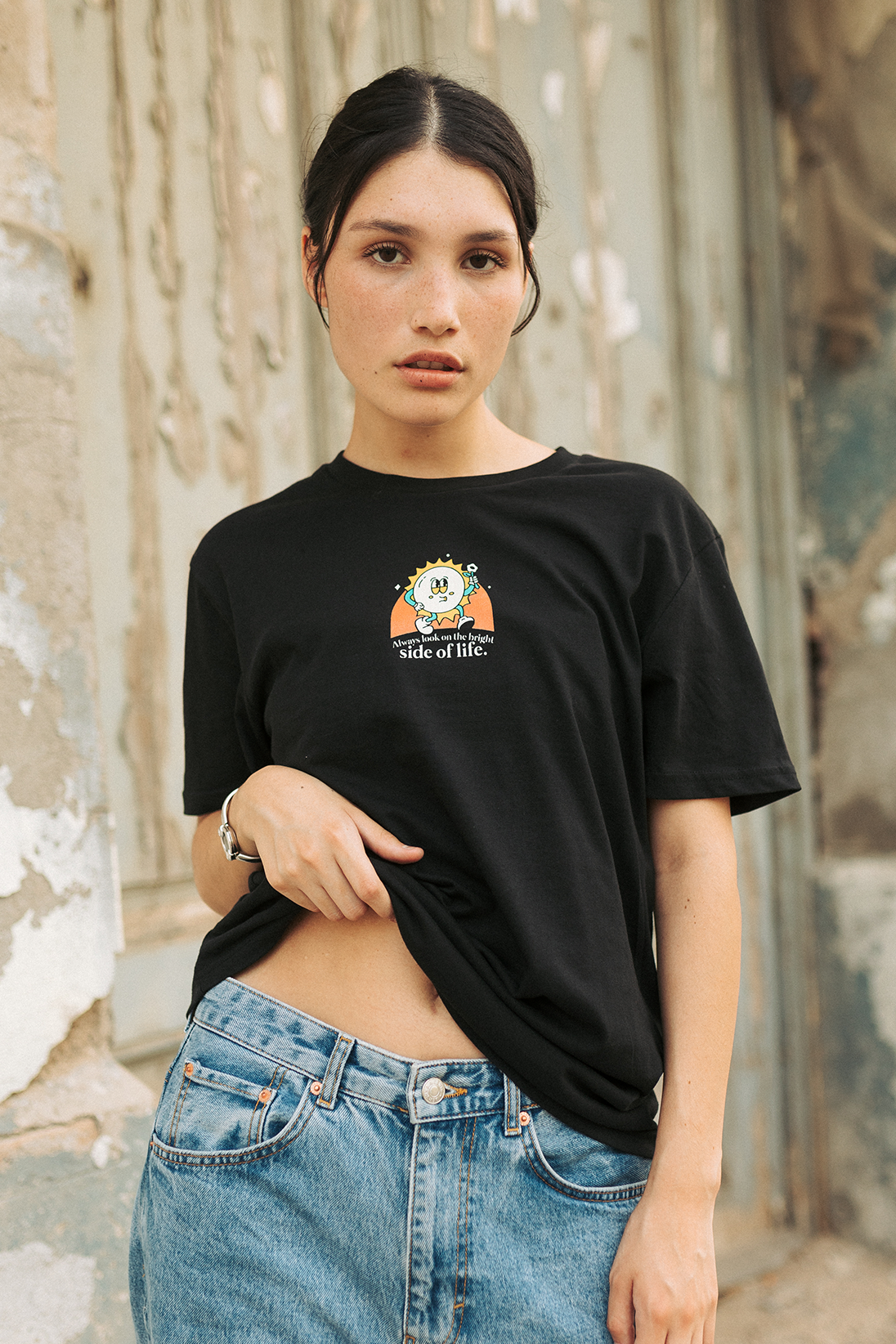T-shirt unisexe noir « Always look on the bright side of life » | S / Coupe ajustée