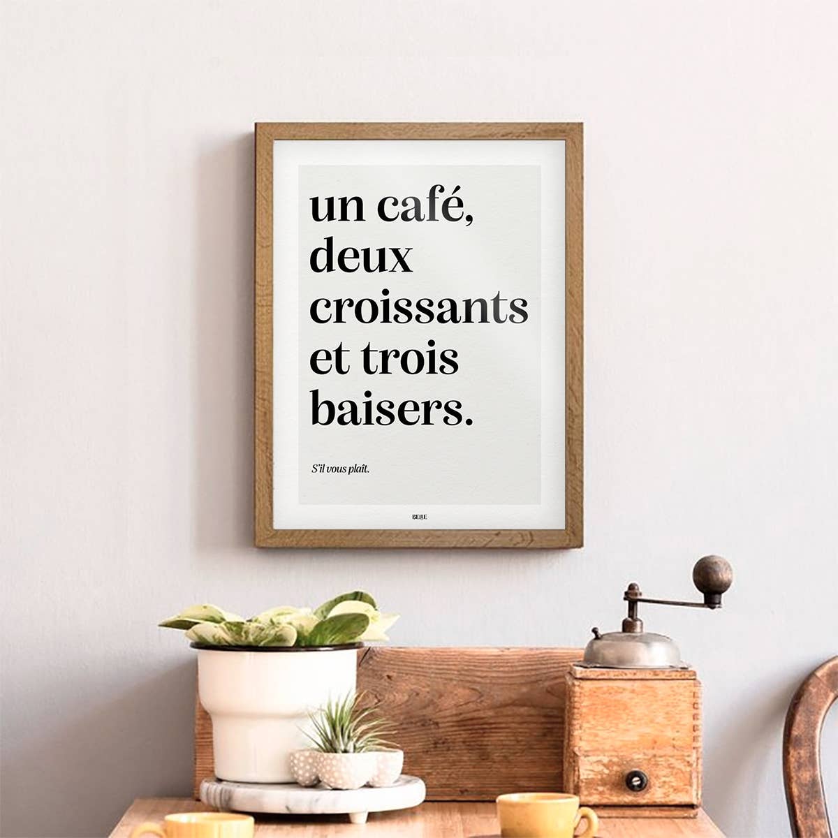 Affiche | Un Café, Deux Croissants Et Trois Baisers | Poster: L - 30x40cm
