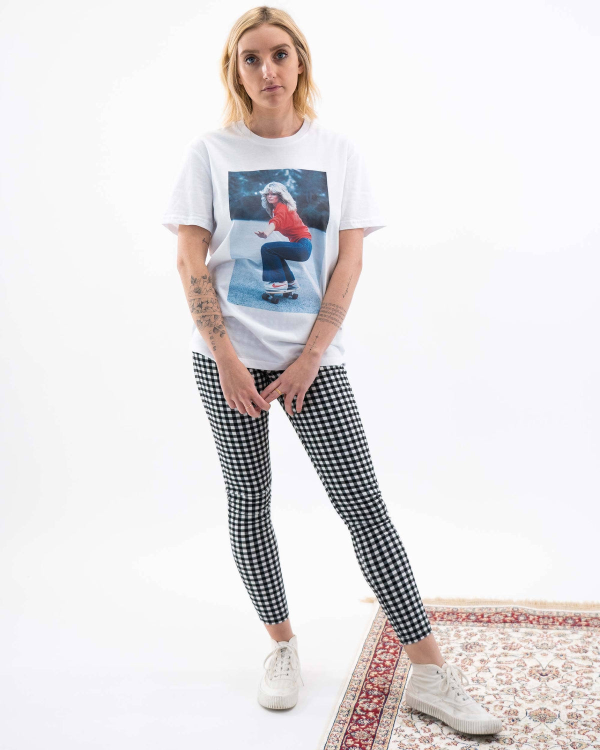 T-shirt Farrah Fawcett - Tee shirt photo vintage: Blanc / S