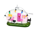 Suspension de Noël - Caravane Joyeuse - Rose - Verre - 10x5x8cm