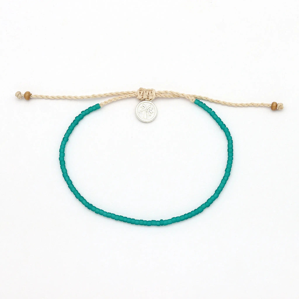 Bracelet perlé en verre dépoli Ka'anapali, bracelet de cheville Surf: Rose
