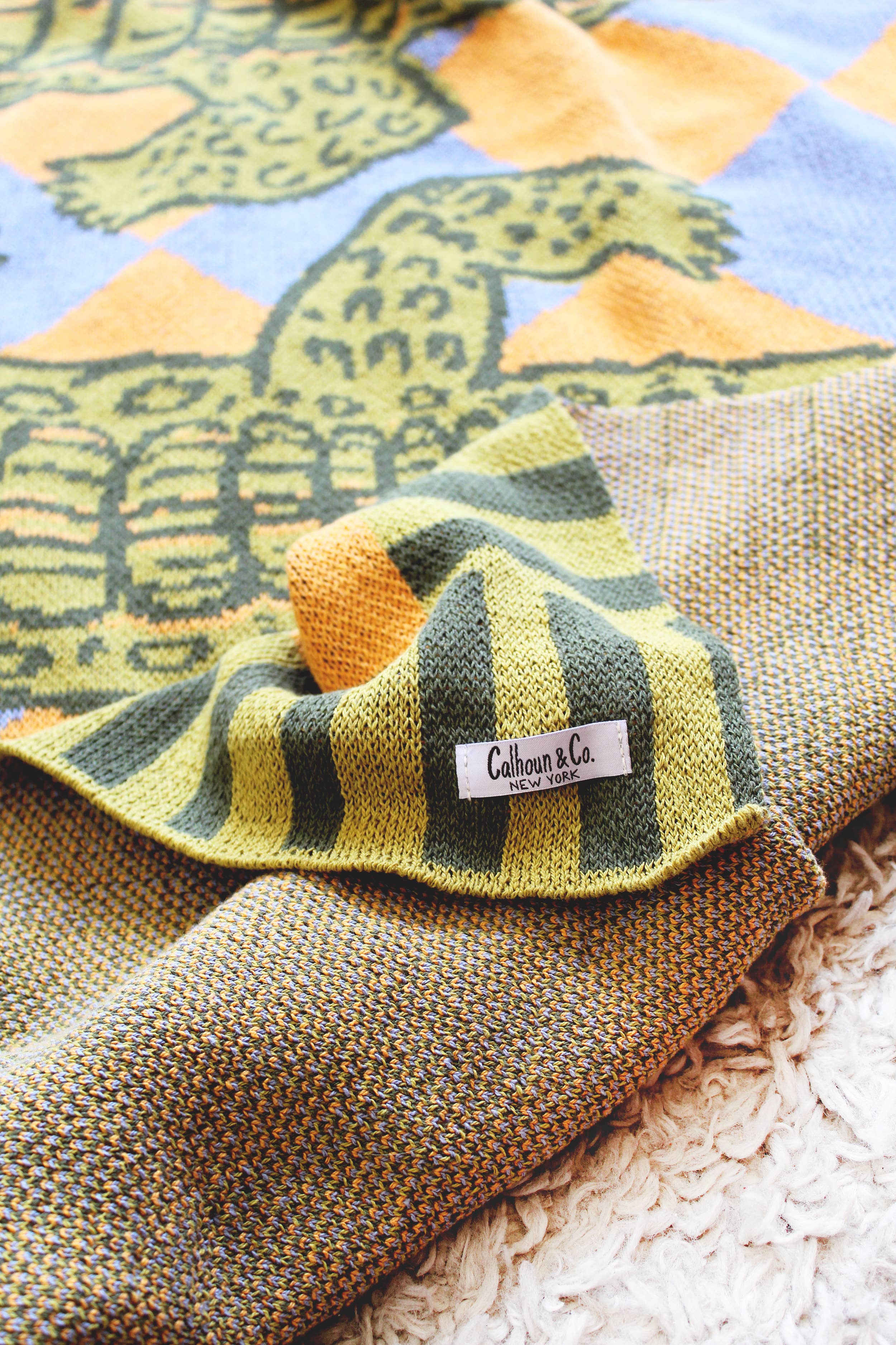 Plaid en tricot Alligator Patio: Golden Hour Chartreuse Jaune Olive
