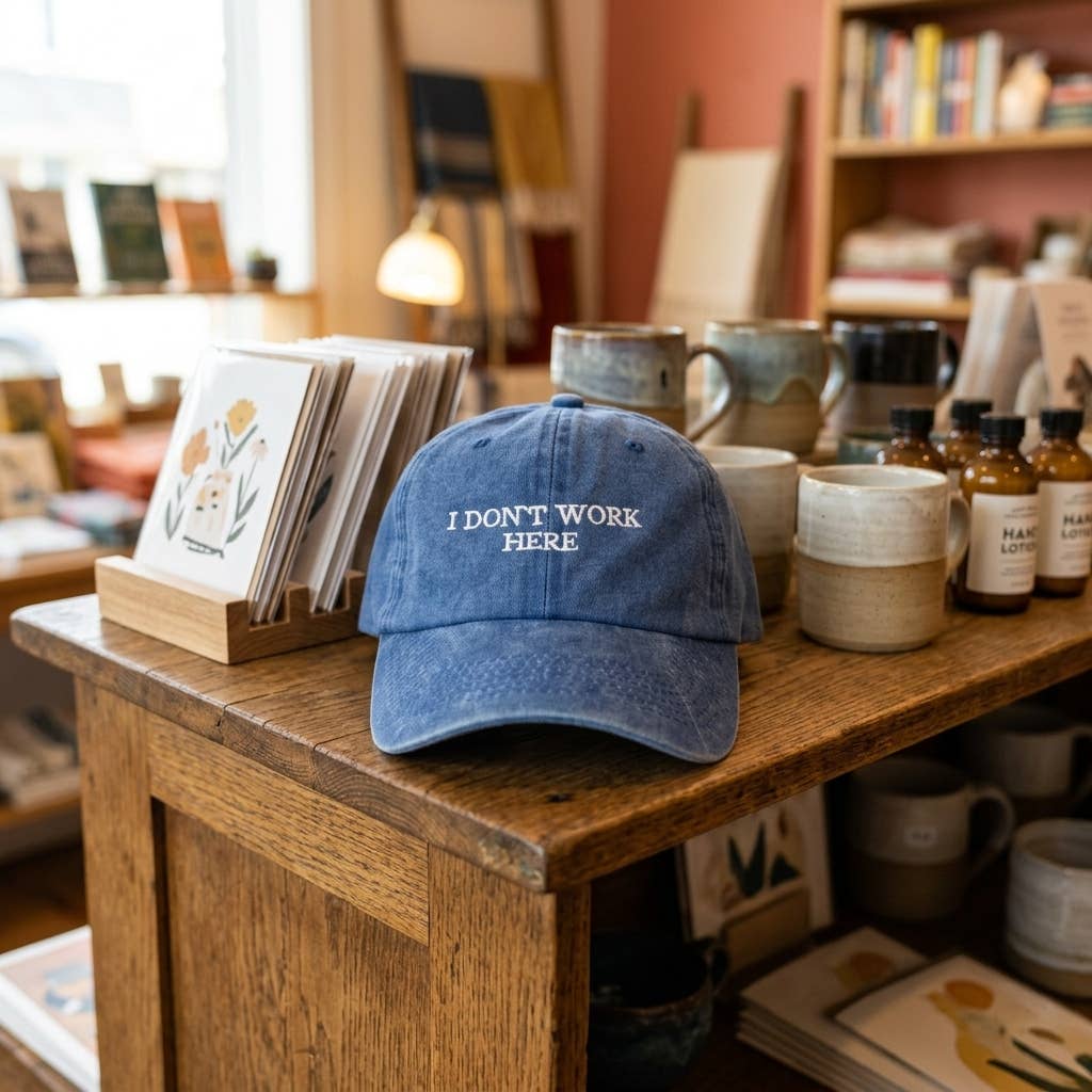 Casquette brodée bordeaux « Je ne travaille pas ici, désolé »: Burgundy