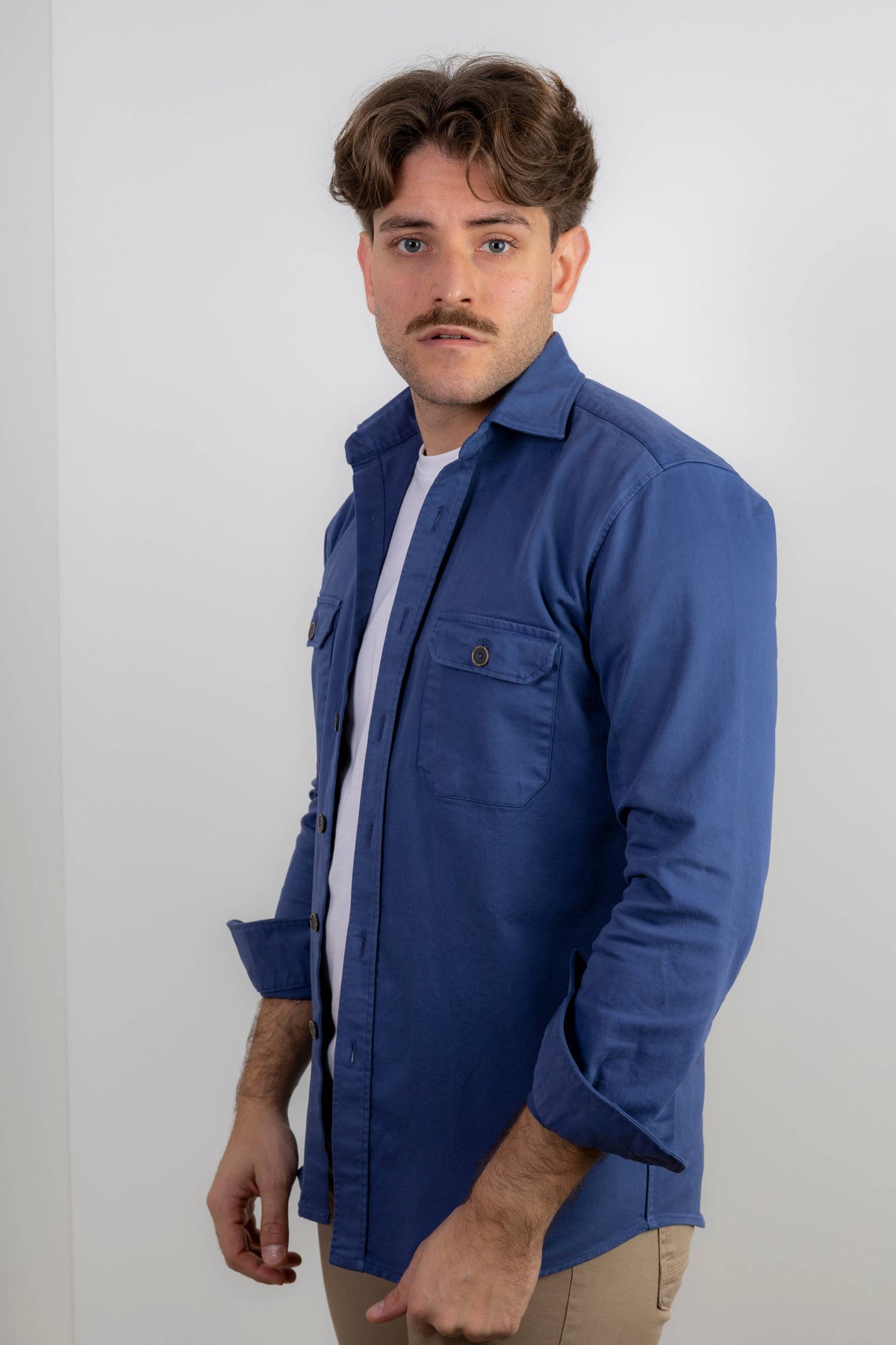 Veste en Coton Lavé Bleu Indigo | Cazorla: L (4)